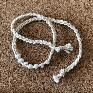 White beaded braided friendship bracelet